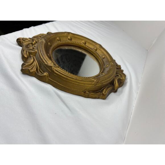 Small Ornate Gold Framed Round Wall Mirror 9 Resin Frame - Picture 2 of 7